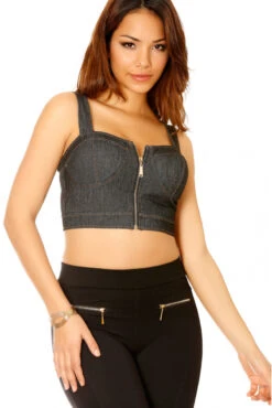 Bustier Zippé En Jeans Noir Avec Bretelles Et Bonnet. Top Femme 2851 -Default Template 5 bustier zippe en jeans noir avec bretelles et bonnet top femme 2851 2