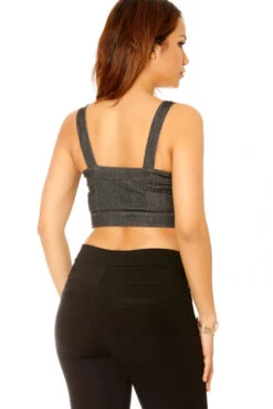 Bustier Zippé En Jeans Noir Avec Bretelles Et Bonnet. Top Femme 2851 -Default Template 5 bustier zippe en jeans noir avec bretelles et bonnet top femme 2851 5