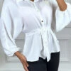 Chemise Blanche à Cordon à La Taille, Effet Satiné -Default Template 5 chemise blanche a cordon a la taille effet satine