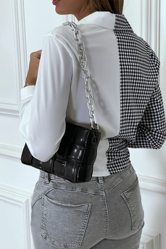Chemise Blanche Bicolor à Carreaux Blanc Et Noir 7 Chemise Blanche Bicolor à Carreaux Blanc Et Noir – Image 5