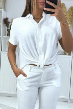 Default Template 5 -Default Template 5 chemise blanche col montant avec noeud integre 1