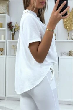 Chemise Blanche Col Montant Avec Noeud Intégré -Default Template 5 chemise blanche col montant avec noeud integre 3