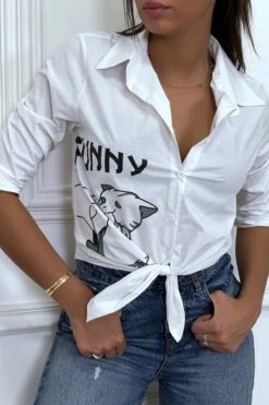 Chemise Blanche Manches Longues Avec Dessin Et Inscripstion -Default Template 5 chemise blanche manches longues avec dessin et inscripstion 3