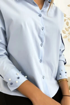 Chemise Bleu à Perles Sur Les Manches -Default Template 5 chemise bleu a perles sur les manches 3