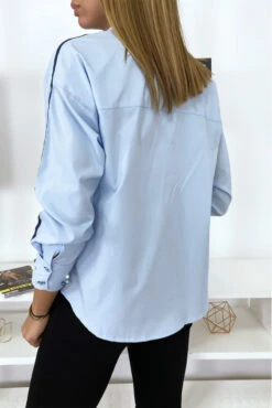 Chemise Bleu à Perles Sur Les Manches -Default Template 5 chemise bleu a perles sur les manches 5