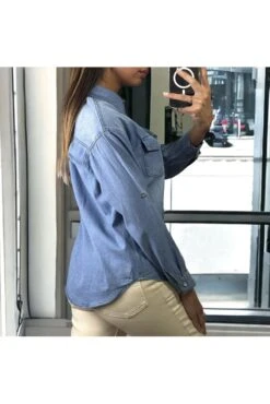 Chemise Cintré En Jeans Avec Poches Au Buste