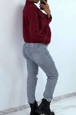 Chemise Court En Velours Bordeaux Avec Poches -Default Template 5 chemise court en velours bordeaux avec poches 2