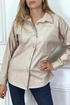 Chemise En Simili Beige Over Size -Default Template 5 chemise en simili beige over size 2