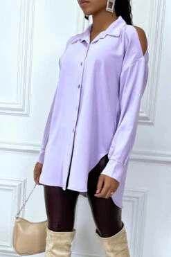 Chemise Lilas Asymétrique à épaules Dénudées