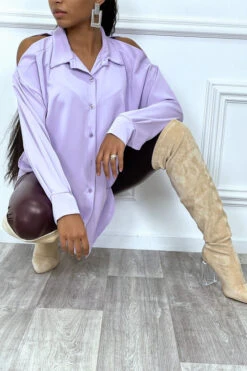 Chemise Lilas Asymétrique à épaules Dénudées -Default Template 5 chemise lilas asymetrique a epaules denudees 5
