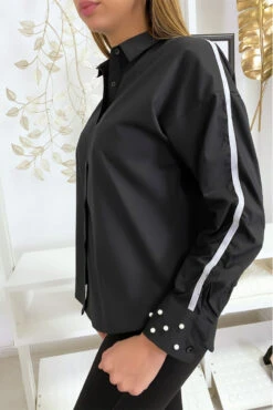 Chemise Noir Avec Bande Blanche Sur Les Bras Et Perles Aux Manches -Default Template 5 chemise noir avec bande blanche sur les bras et perles aux manches 4