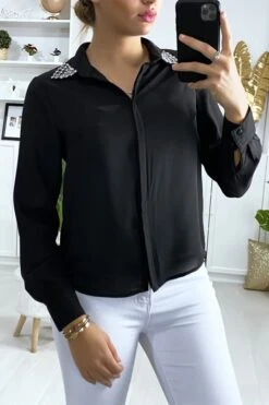Chemise Noir Avec Strass Au Col -Default Template 5 chemise noir avec strass au col 2