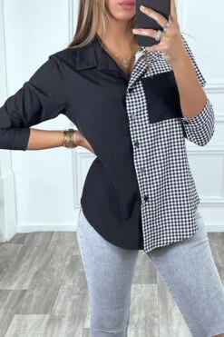 Chemise Noir Bicolor à Carreaux Blanc Et Noir -Default Template 5 chemise noir bicolor a carreaux blanc et noir 1