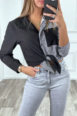 Chemise Noir Bicolor à Carreaux Blanc Et Noir -Default Template 5 chemise noir bicolor a carreaux blanc et noir 2