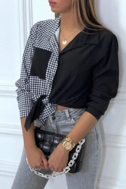 Chemise Noir Bicolor à Carreaux Blanc Et Noir -Default Template 5 chemise noir bicolor a carreaux blanc et noir 3