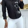 Chemise Noir Manches Longues Avec Dessin Et Inscripstion -Default Template 5 chemise noir manches longues avec dessin et inscripstion