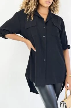 Chemise Noir Très Chic Avec Poche Au Buste -Default Template 5 chemise noir tres chic avec poche au buste 2