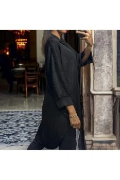 Chemise Over Size Noire Avec Sublime Matière