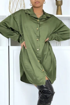 Chemise Oversize Kaki Satiné -Default Template 5 chemise oversize kaki satine 3