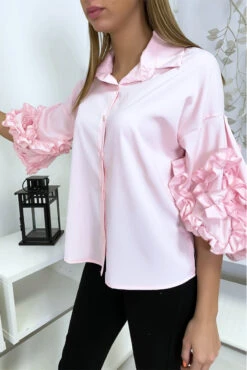 Chemise Rose Avec Des Manches Ample à Volant -Default Template 5 chemise rose avec des manches ample a volant 4