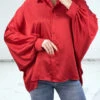 Chemise Rouge Satinée Oversize Avec Manches Chauve-souris -Default Template 5 chemise rouge satinee oversize avec manches chauve souris