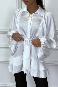 Chemise Satiné Blanche Avec Manches Large Ceinture Et Volant -Default Template 5 chemise satine blanche avec manches large ceinture et volant 4