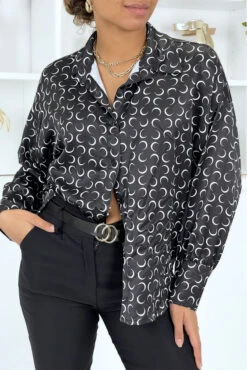 Chemise Satinée Noire à Imprimé Lune -Default Template 5 chemise satinee noire a imprime lune 2