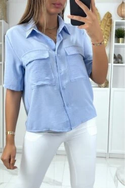 Chemisier Turquoise à Manches Mi-longues Et Poches Au Niveau De La Poitrine 7 Chemisier Turquoise à Manches Mi-longues Et Poches Au Niveau De La Poitrine -Default Template 5 chemisier turquoise a manches mi longues et poches au niveau de la poitrine 1