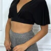 Crop Blouse Noir à Manche Volant Et Col Plongeant -Default Template 5 crop blouse noir a manche volant et col plongeant