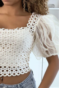 Crop Top Beige à Manches Bouffantes -Default Template 5 crop top beige a manches bouffantes 3