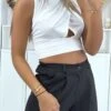 Crop Top Blanc Croisé Avec Noeud Au Dos -Default Template 5 crop top blanc croise avec noeud au dos