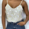 Crop Top Blanc Ecru En Sequins -Default Template 5 crop top blanc ecru en sequins