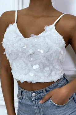 Crop Top Blanc En Sequins -Default Template 5 crop top blanc en sequins 2