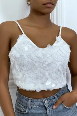 Crop Top Blanc En Sequins -Default Template 5 crop top blanc en sequins 3