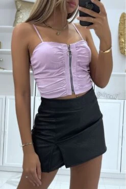 Crop Top Bustier Lilas à Fermeture éclair Style Rock Et Petit Anneau Argenté -Default Template 5 crop top bustier lilas a fermeture eclair style rock et petit anneau argente 2