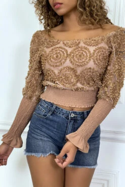 Crop Top Camel Manches Longues à Froufrous -Default Template 5 crop top camel manches longues a froufrous 6