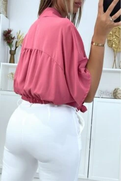 Crop Top Chemise Fuchsia Avec Noeud Et élastique Au Dos -Default Template 5 crop top chemise fuchsia avec noeud et elastique au dos 2