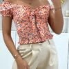 Crop Top Col Bateau Motif Fleuris Orange Avec Noeud -Default Template 5 crop top col bateau motif fleuris orange avec noeud