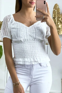 Crop Top En Dentelle Blanc Avec élastique à La Taille -Default Template 5 crop top en dentelle blanc avec elastique a la taille 2