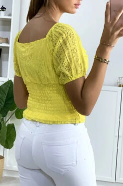 Crop Top En Dentelle Jaune Avec élastique à La Taille -Default Template 5 crop top en dentelle jaune avec elastique a la taille 3