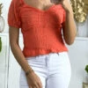 Crop Top En Dentelle Rouge Avec élastique à La Taille -Default Template 5 crop top en dentelle rouge avec elastique a la taille