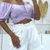 Crop Top Lilas à Col Bardot Croisée Sous La Poitrine Et Se Noue Au Dos -Default Template 5 crop top lilas a col bardot croisee sous la poitrine et se noue au dos