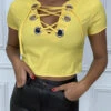 Crop Top Moutarde En Col V à Lacets -Default Template 5 crop top moutarde en col v a lacets