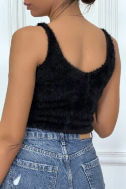 Crop Top Noir Duveteux à Ficelle Réglable -Default Template 5 crop top noir duveteux a ficelle reglable 4