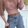 Crop Top Rose Manches Longues à Froufrous -Default Template 5 crop top rose manches longues a froufrous