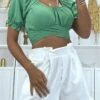 Crop Top Vert à Col Bardot Croisée Sous La Poitrine Et Se Noue Au Dos -Default Template 5 crop top vert a col bardot croisee sous la poitrine et se noue au dos