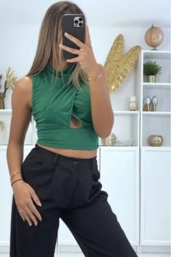 Crop Top Vert Croisé Avec Noeud Au Dos -Default Template 5 crop top vert croise avec noeud au dos 1