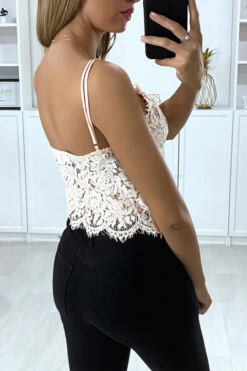 Débardeur En Dentelle Rose Avec Bretelle Amovible -Default Template 5 debardeur en dentelle rose avec bretelle amovible 3