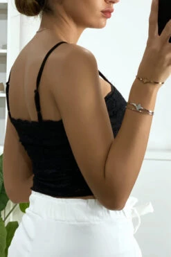 Débardeur Noir En Dentelle Doublé Avec Bretelle Amovible -Default Template 5 debardeur noir en dentelle double avec bretelle amovible 5