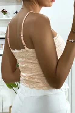 Débardeur Rose En Dentelle Doublé Avec Bretelle Amovible -Default Template 5 debardeur rose en dentelle double avec bretelle amovible 4